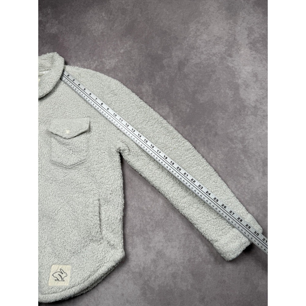 Rabbit Sherpa Fleece Shirt Jacket Cream Off White Cozy Casual Winter Women M‎ - Picture 7 of 16